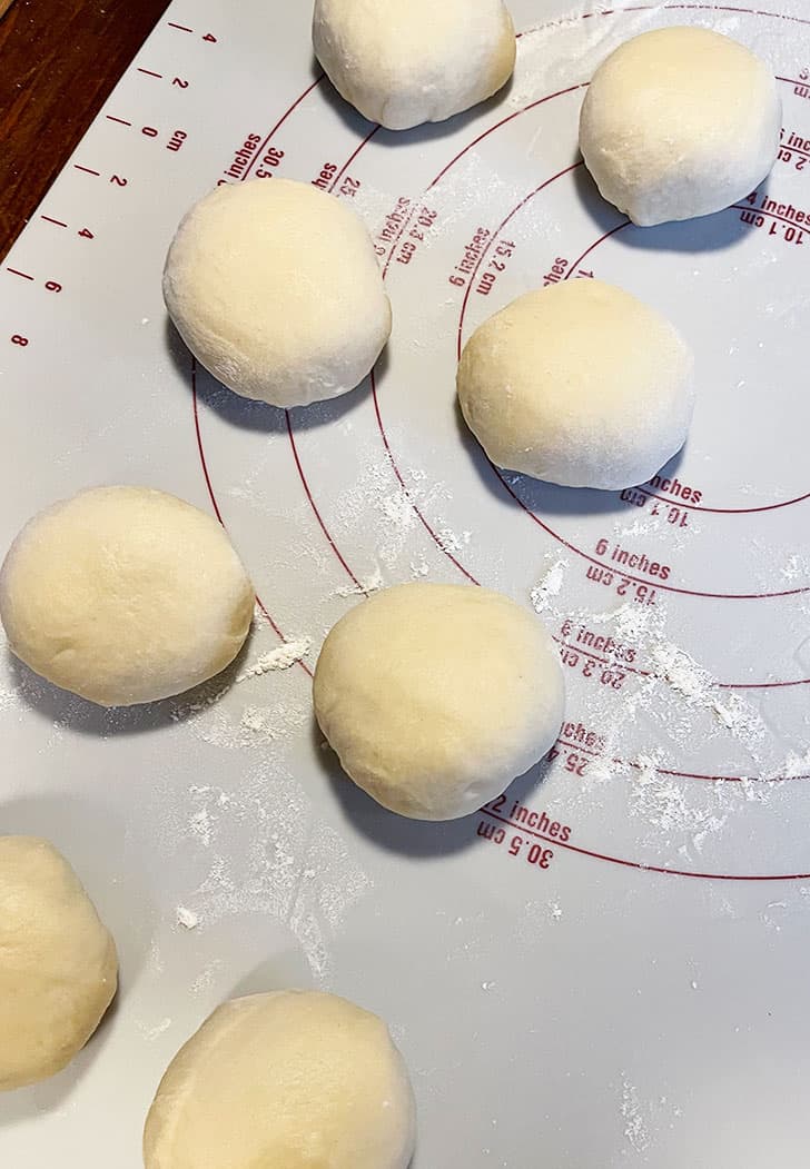 dough divided into 8 pieces