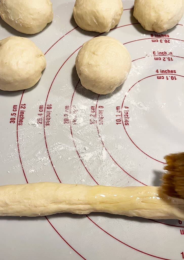 dough rope brushed with butter