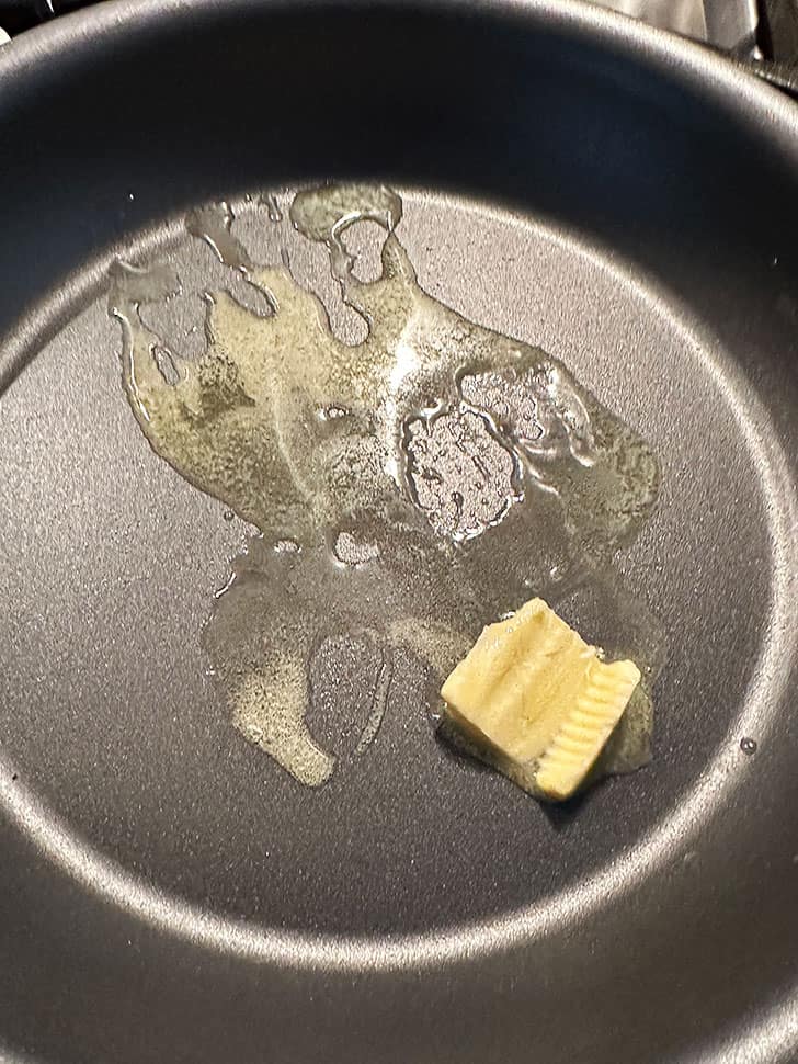 melting butter in skillet