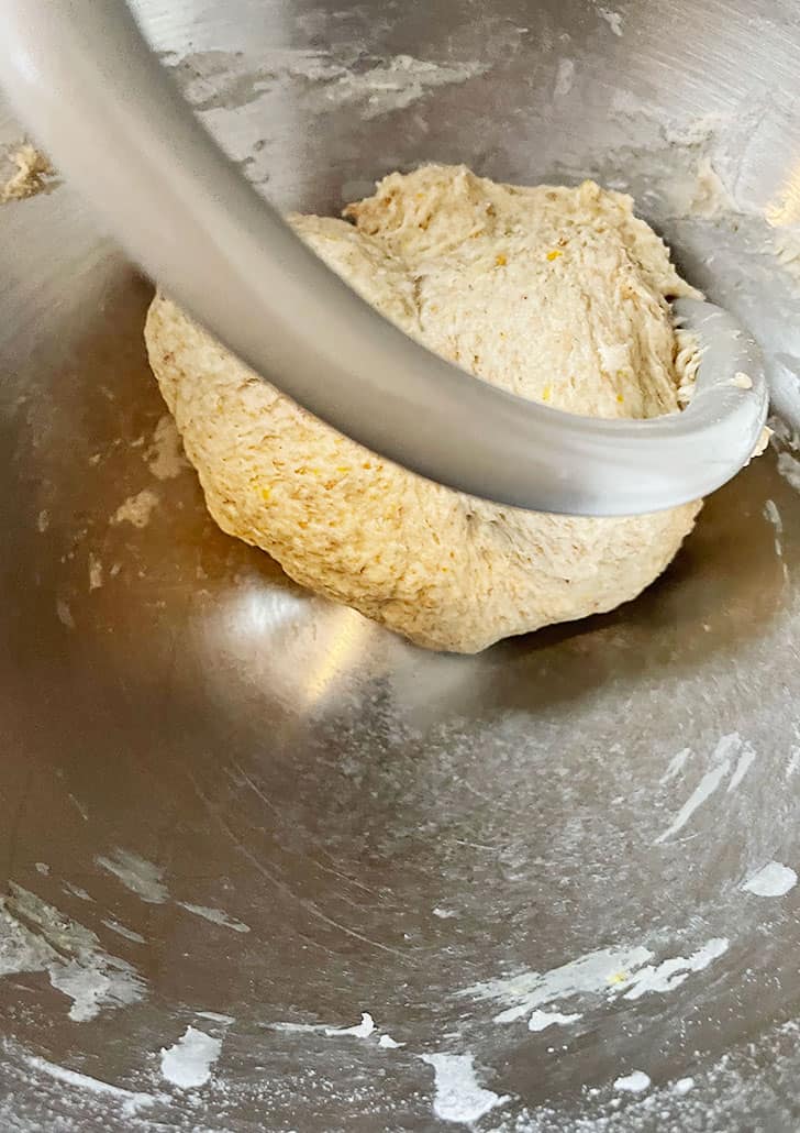 mixing dough until it cleans the bowl