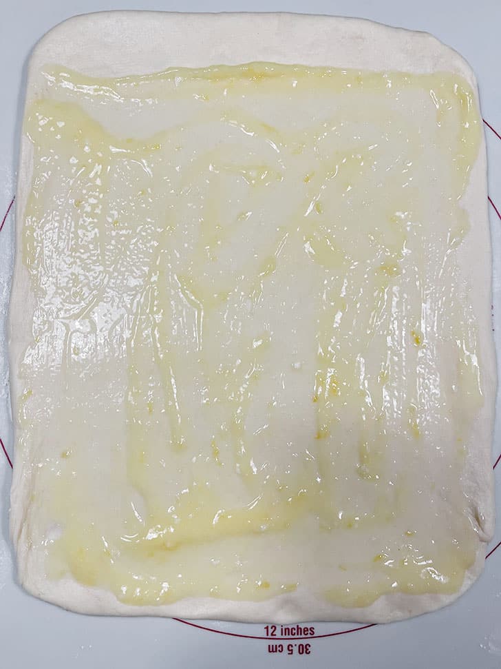 dough spread with lemon curd