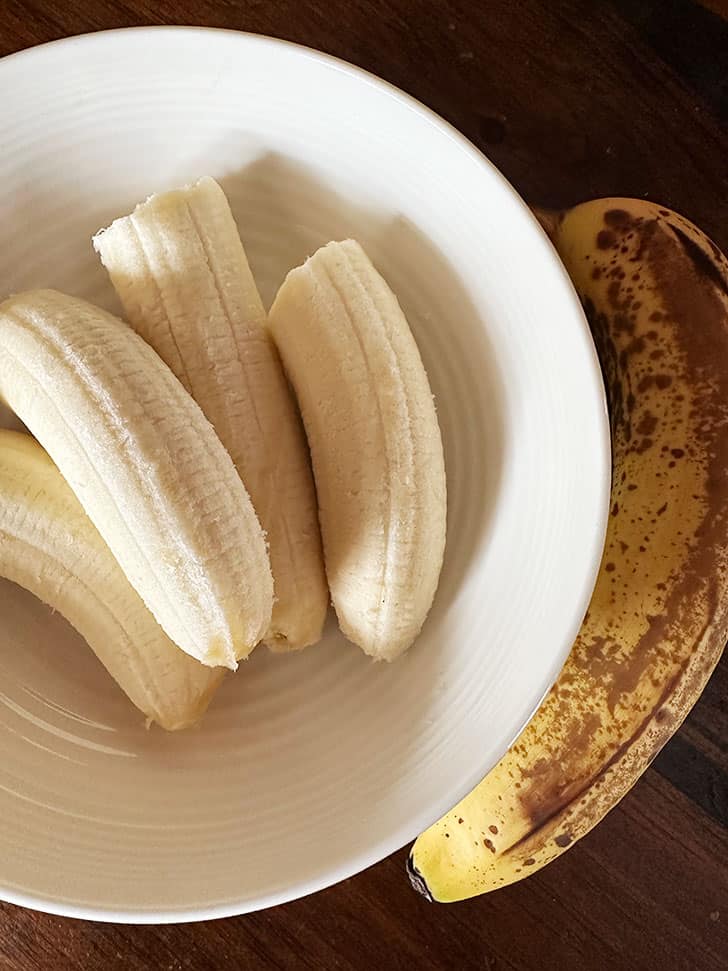 bananas in bowl ready to mash