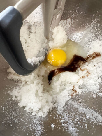 adding egg and vanilla