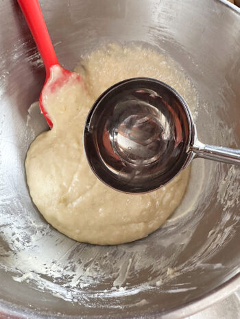 mixed batter with scoop