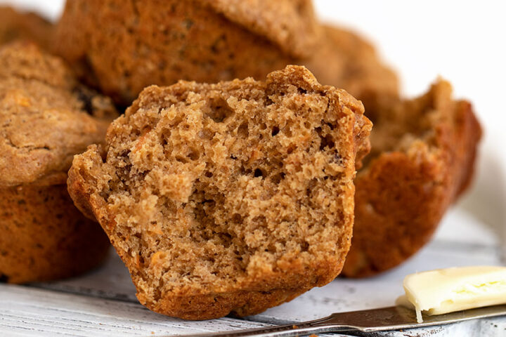 whole wheat carrot muffins on platter