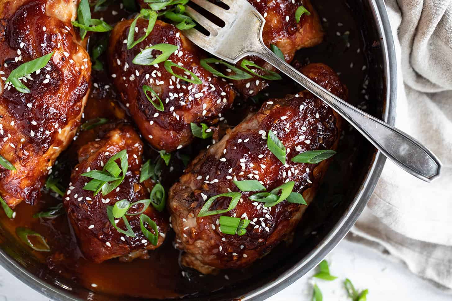 sticky chicken in baking dish