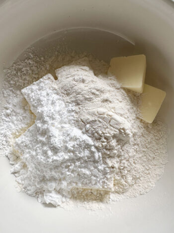 ingredients for shortbread base in bowl