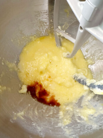adding vanilla to butter mixture