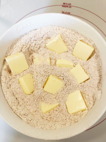 adding cold butter to dry ingredients