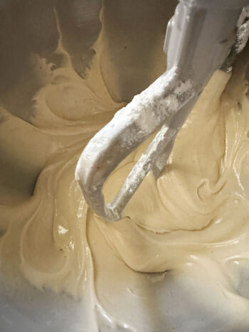 Batter in mixer after mixing.