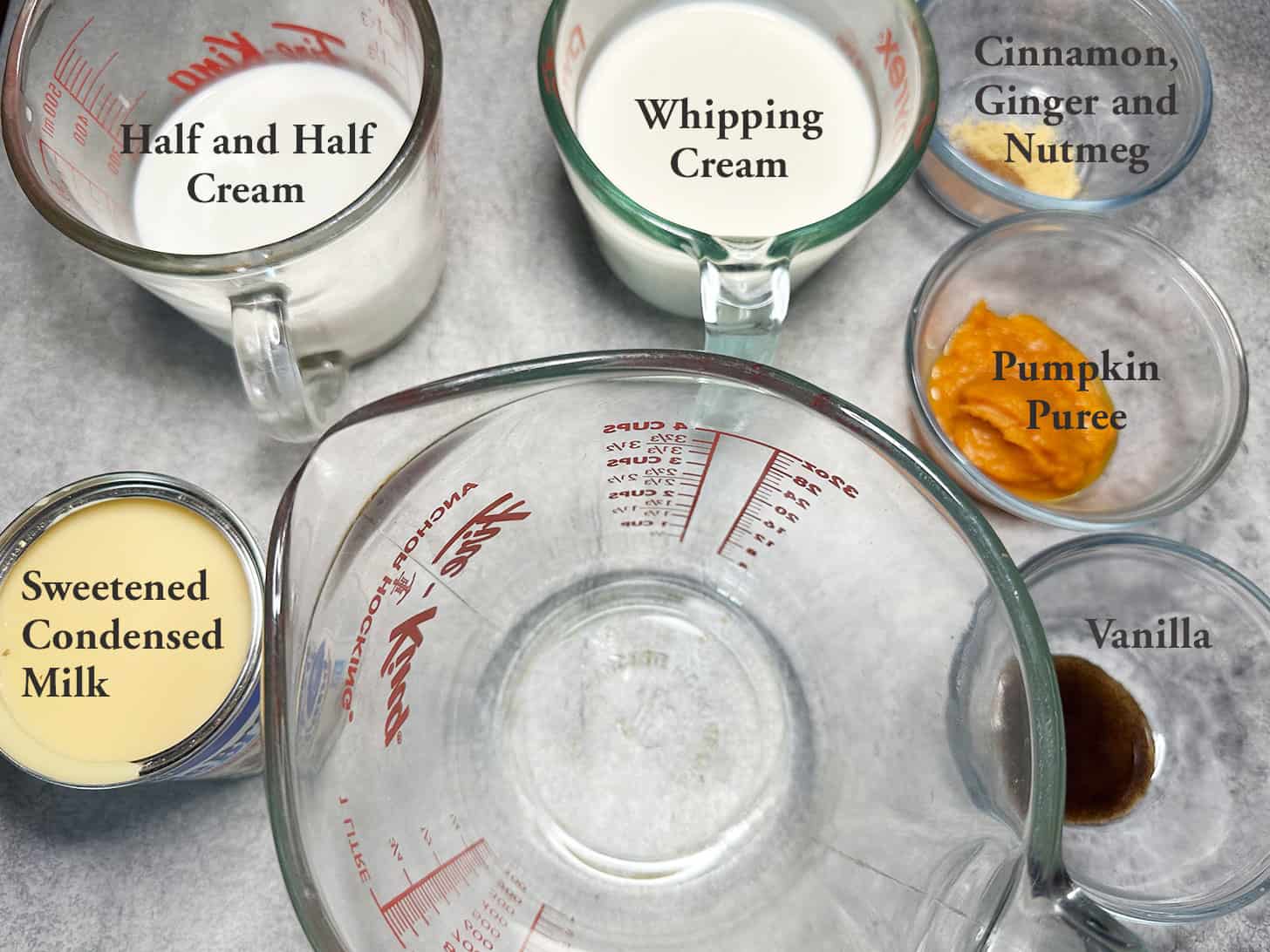 ingredients to make pumpkin spice coffee creamer