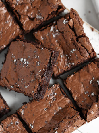 fudgy brownies on serving board