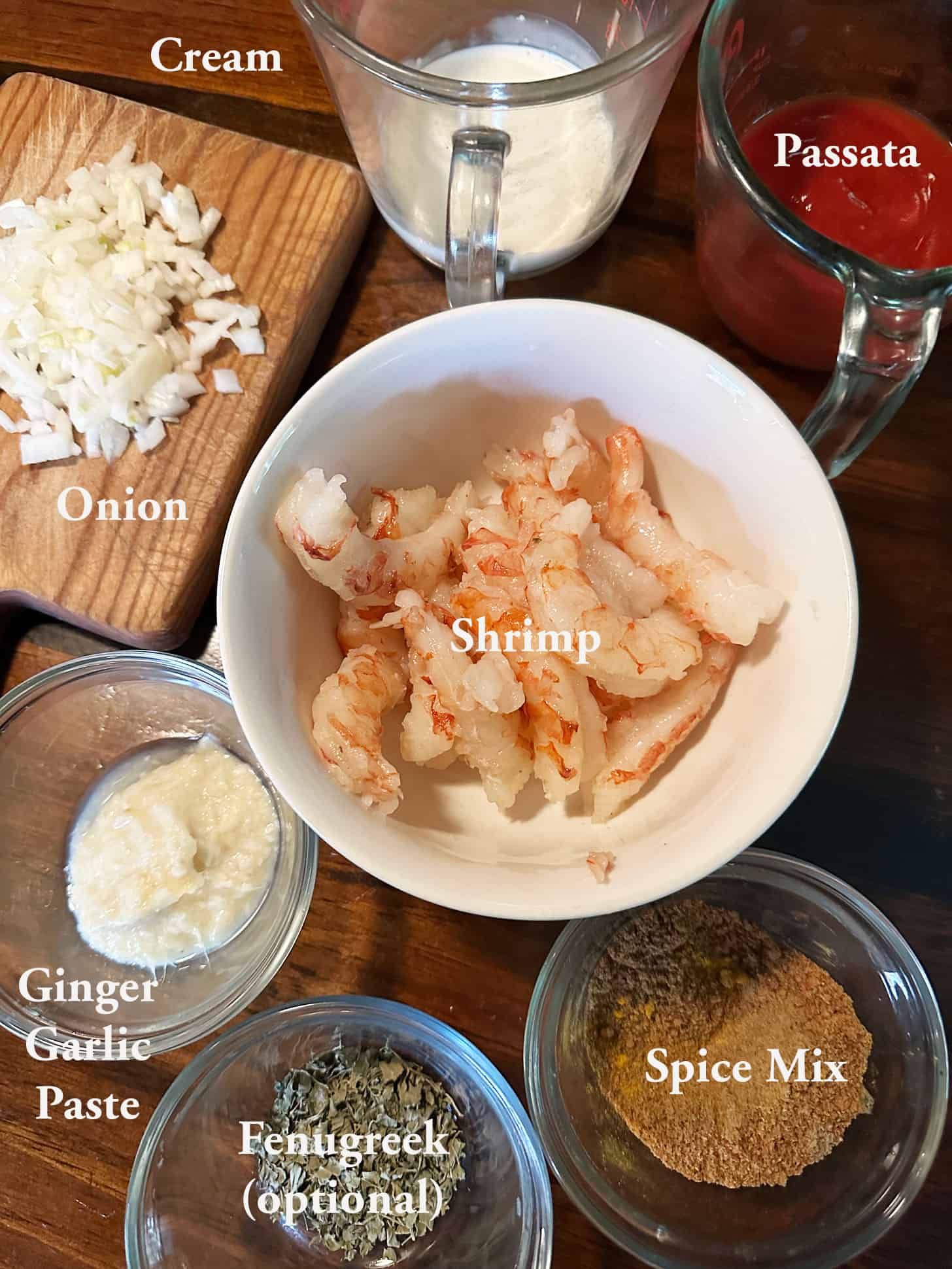 ingredients for making shrimp tikka masala