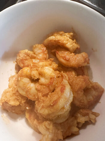 shrimp after cooking and removed to bowl
