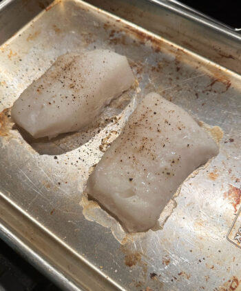 white fish after cooking in the oven