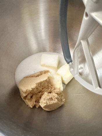 butter and sugar in mixer