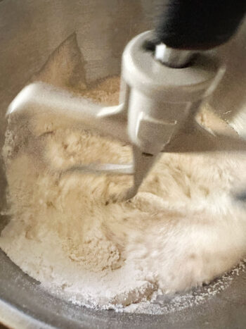 mixing dough with paddle attachment
