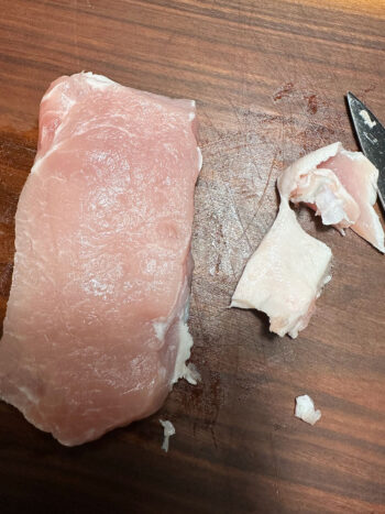 trimming fat off pork