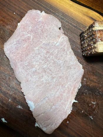 pork chop after pounding thin