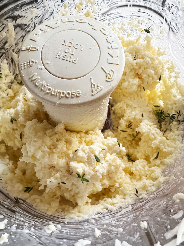 cheese after processing with thyme added