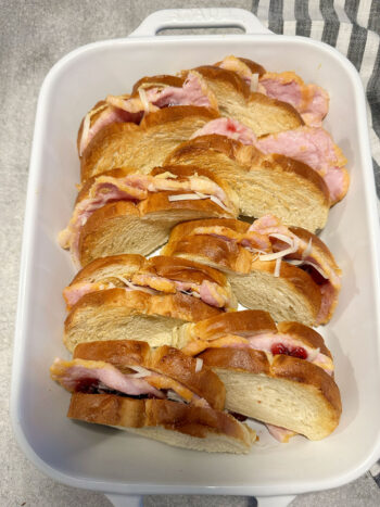 sandwiches placed in baking dish