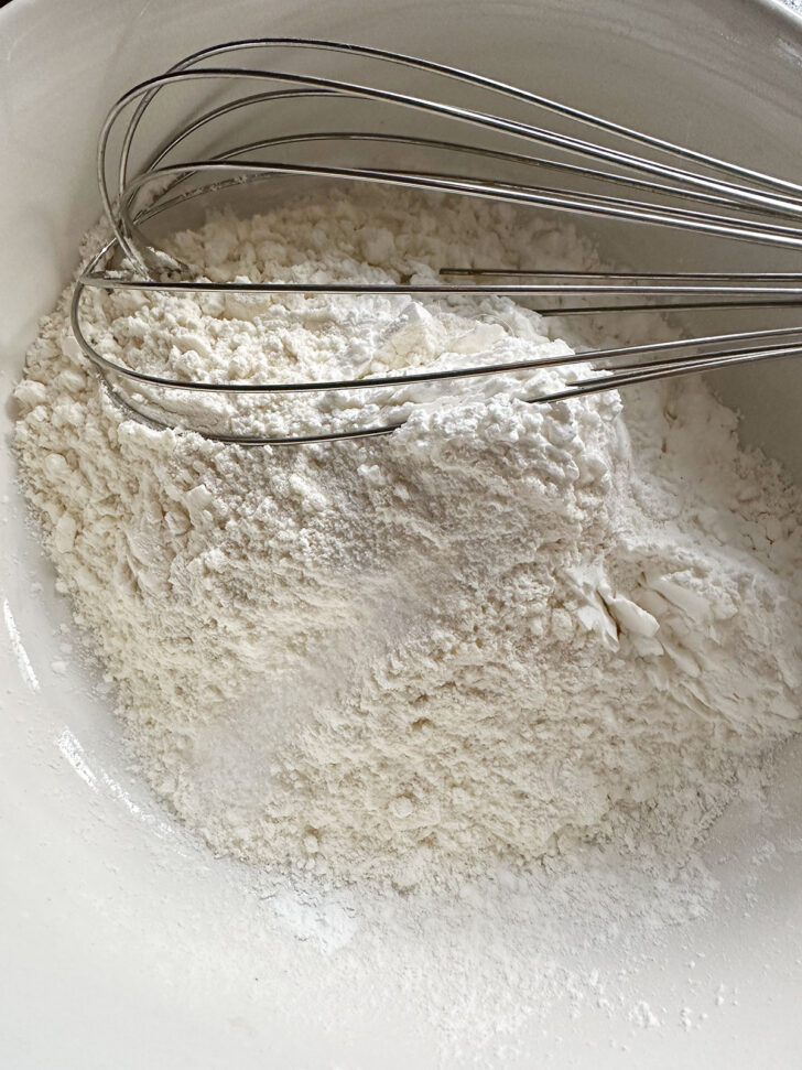 flour, cornstarch and salt in bowl with whisk