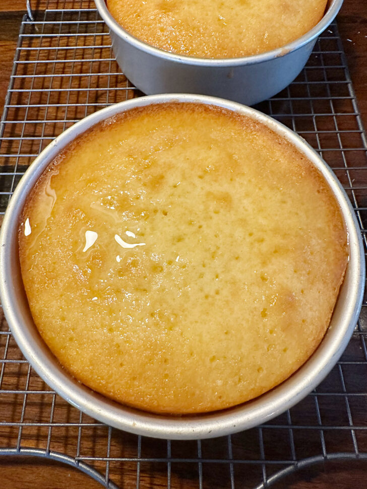 cakes soaking in lemon syrup