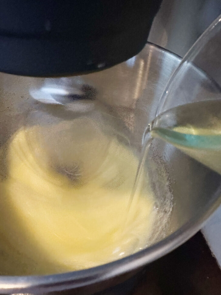 adding oil to batter