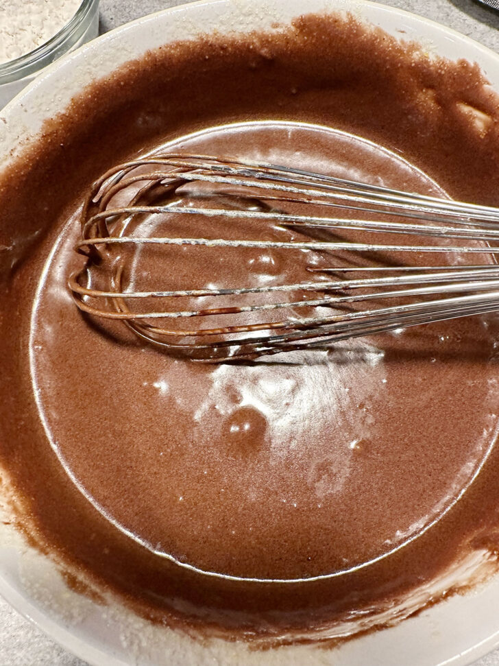 Batter after whisking in chocolate.