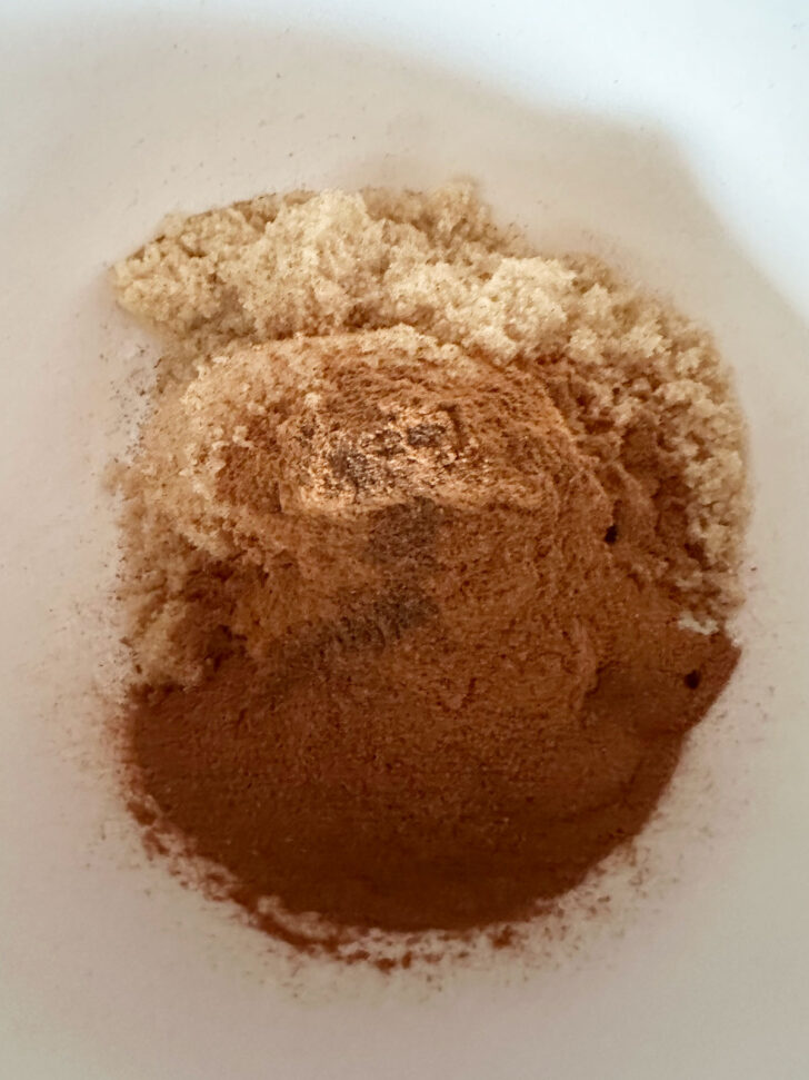 Cinnamon brown sugar ingredients in a small bowl.
