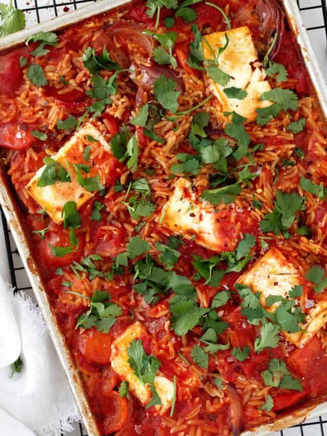 Sheet Pan Tomato Orzo