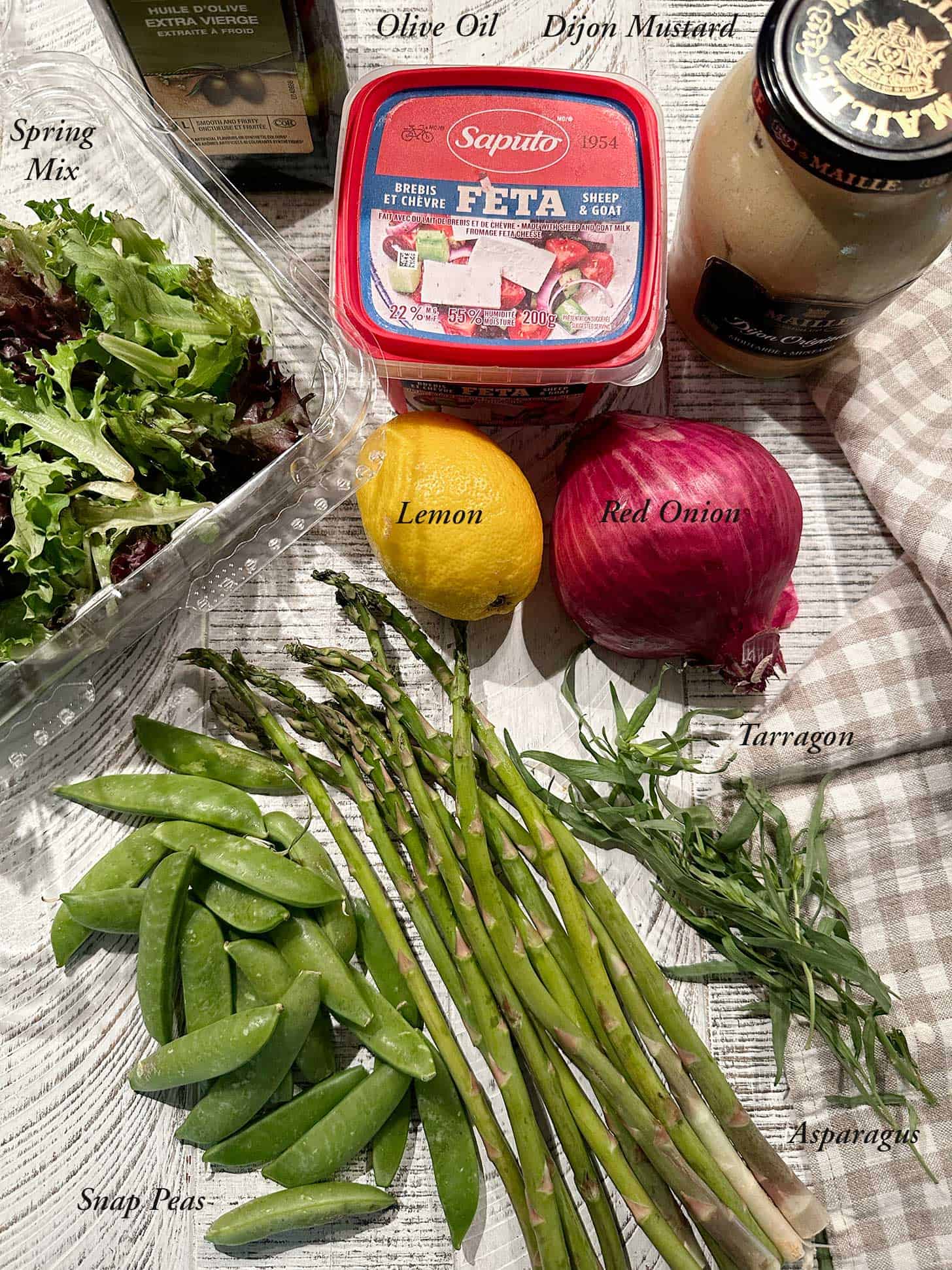 Ingredients for a simple Spring salad.