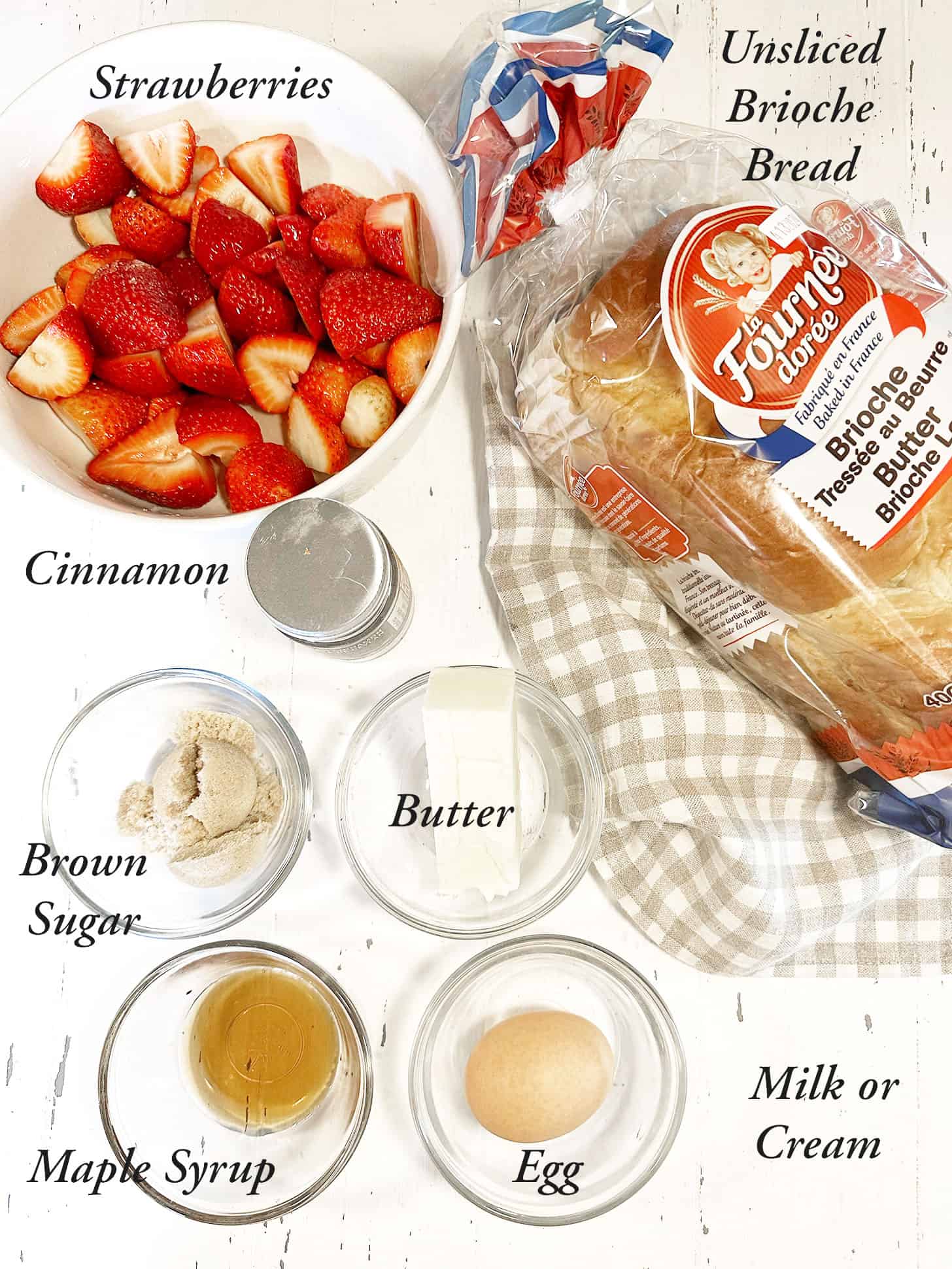 Ingredients for caramelized French toast.