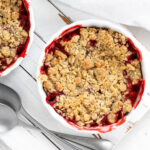Strawberry crisp in ramekins.
