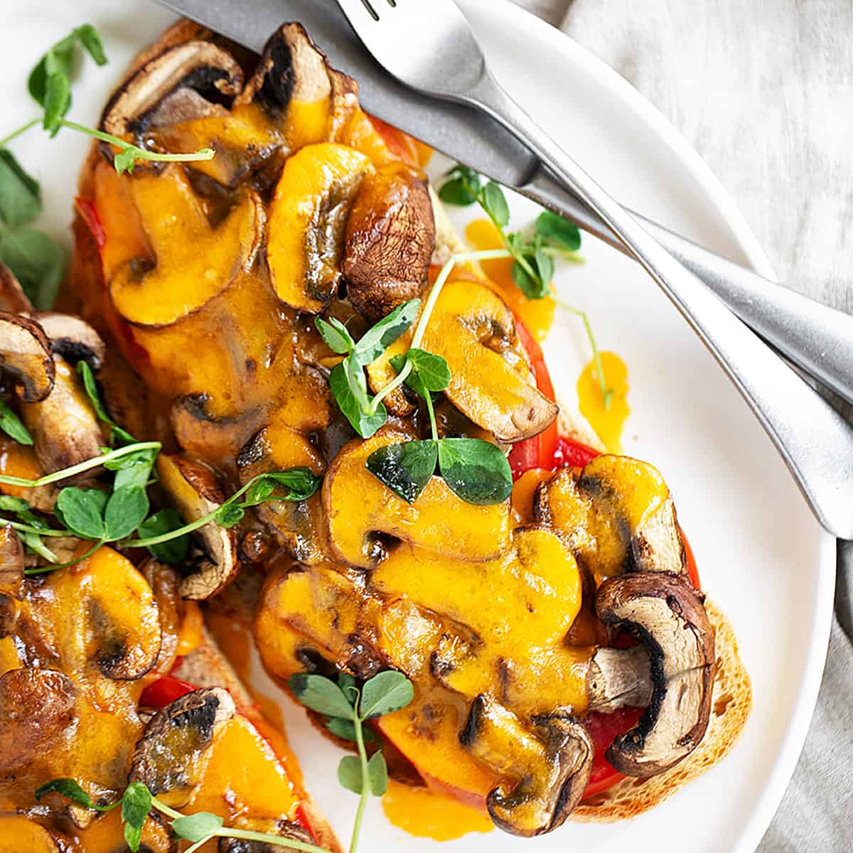Tomato and Cheese Mushroom Toast