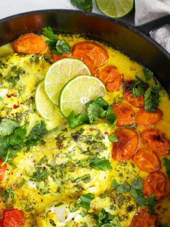 Coconut fish in baking pan.