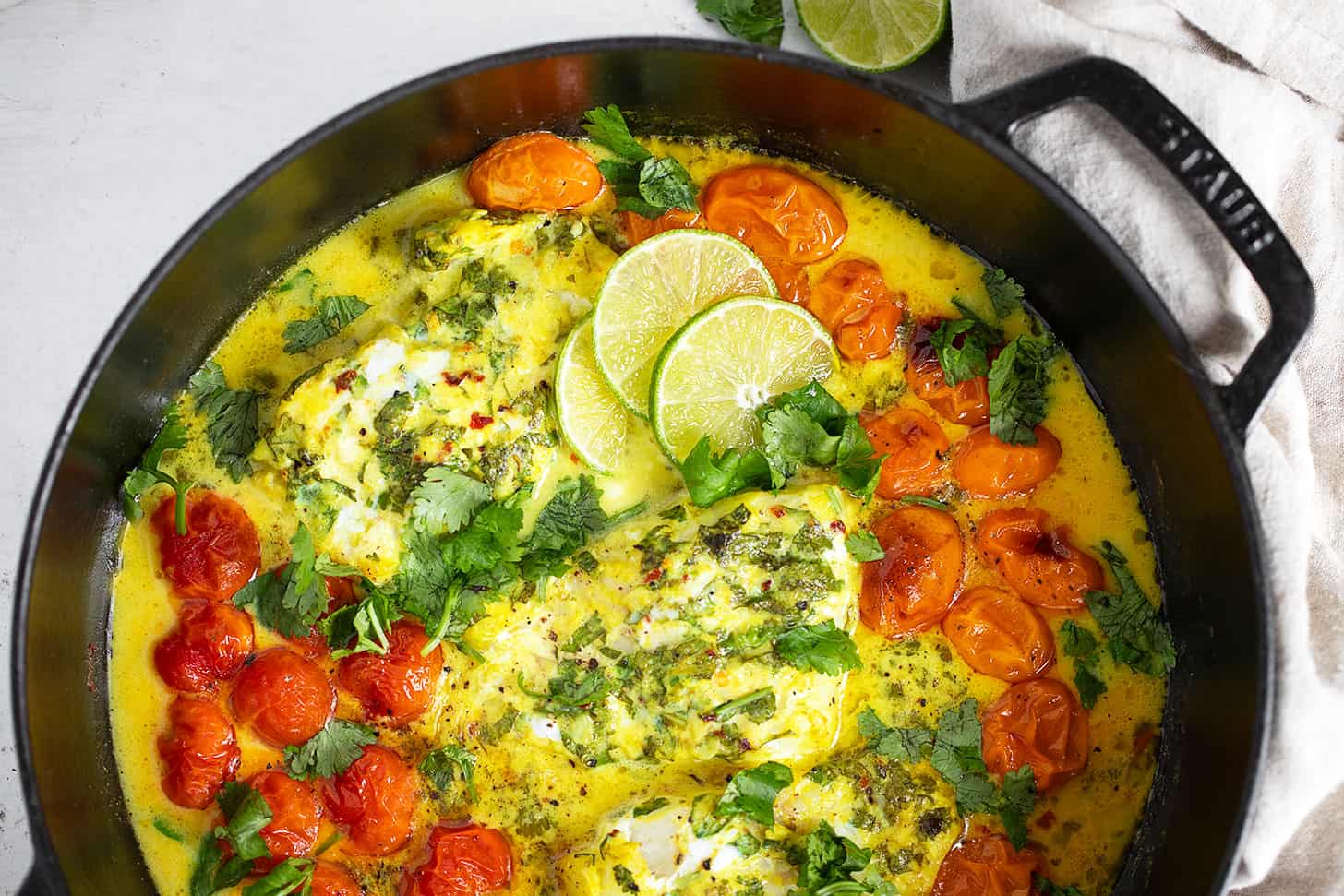 Coconut fish in baking pan.