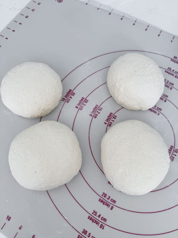 Dough pieces formed into balls.