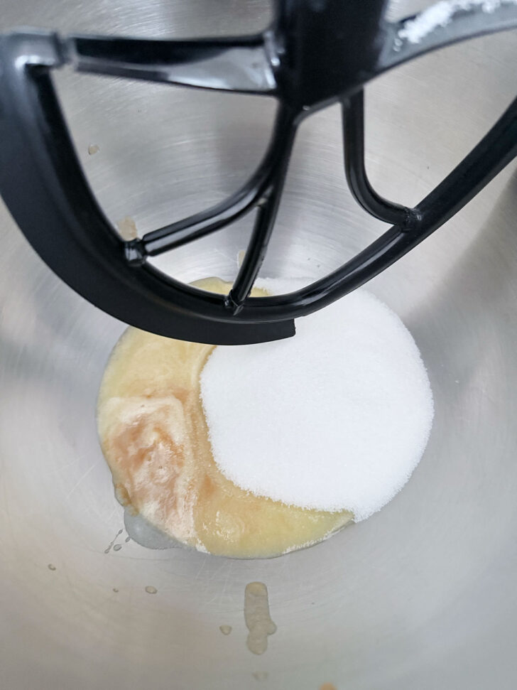 Brown butter and sugar in a stand mixer.