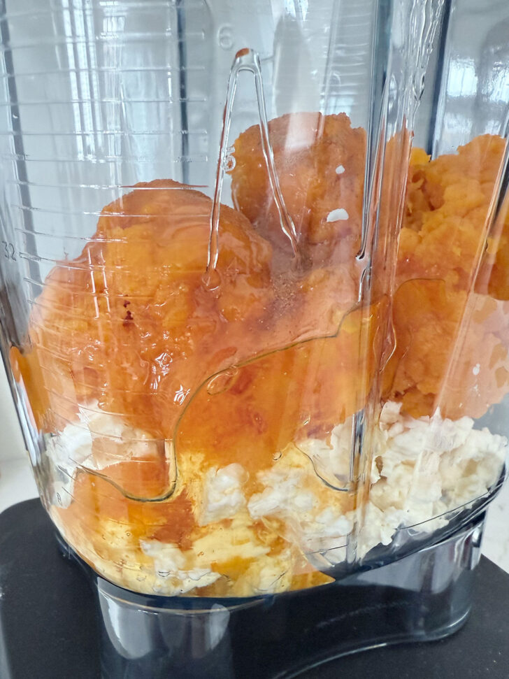 Butternut squash whipped feta in processor.