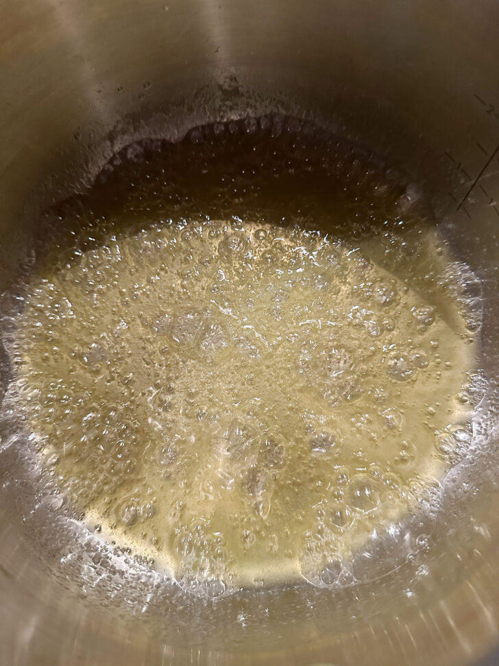 Melting butter in a saucepan for brown butter.