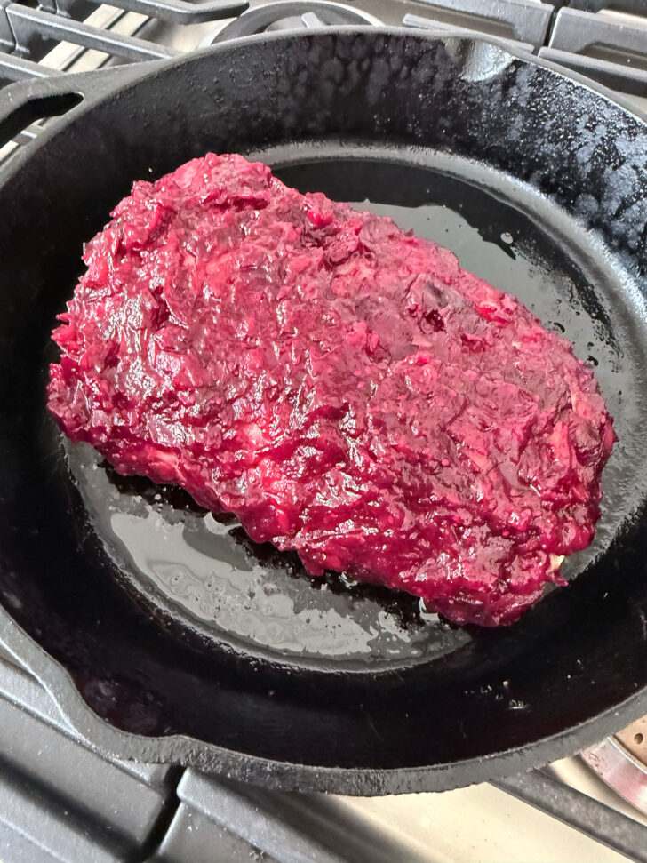 Pork roast after cooking with the cranberry apple glaze.