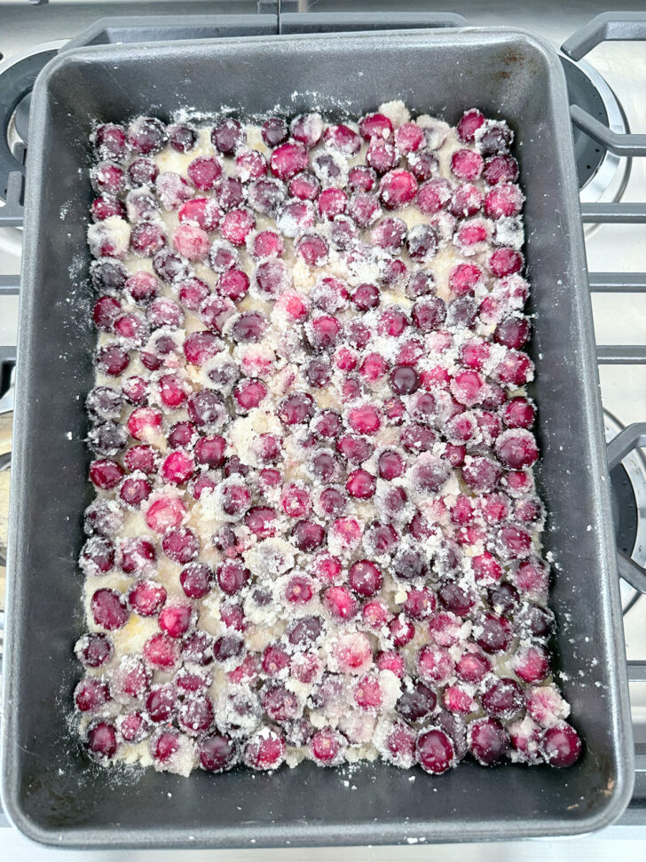 Cranberry filling scattered over the base.