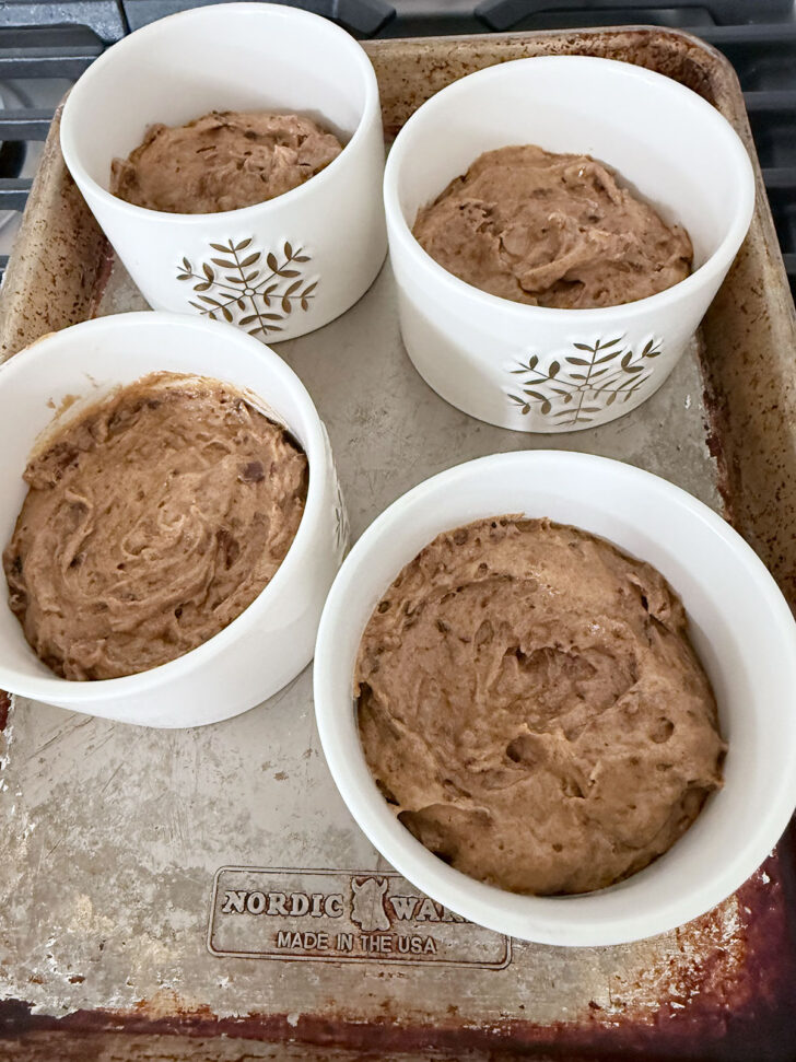 Batter divided between 4 ramekins.