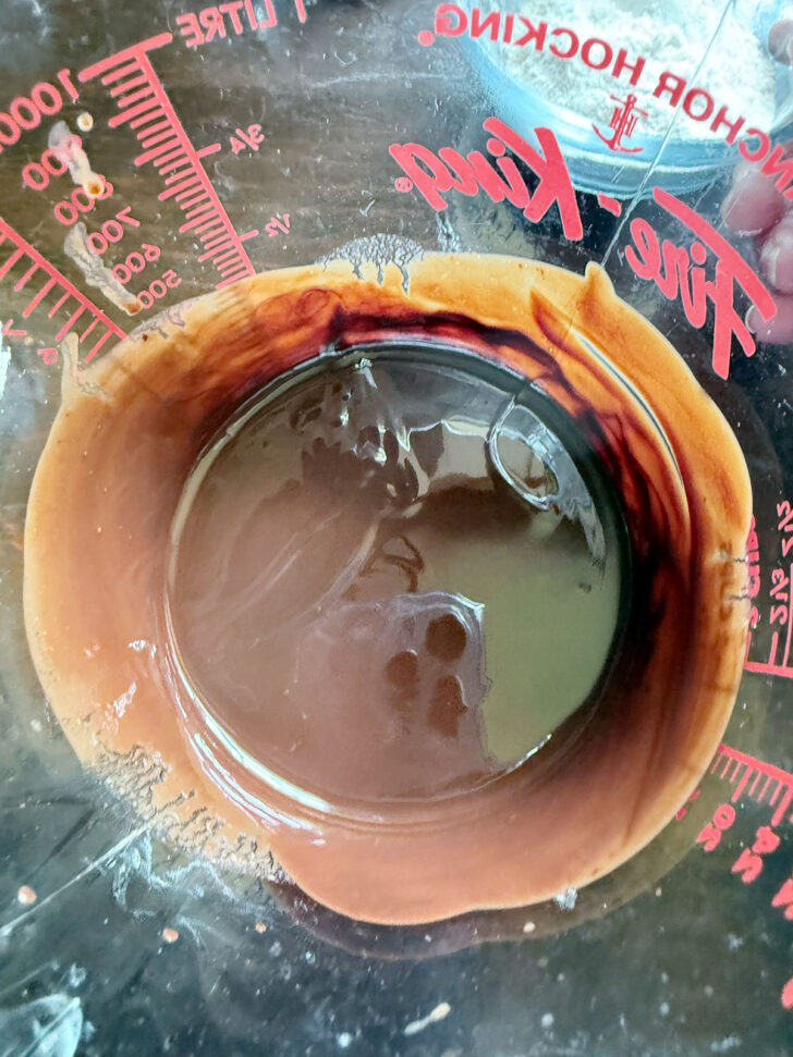 Butter and chocolate after melting.