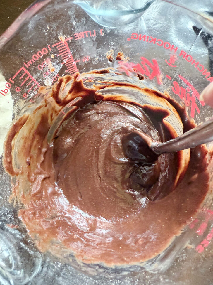 Brownie batter after stirring in the flour.