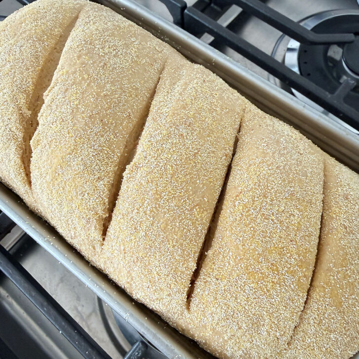 Slashing the top of the dough before baking