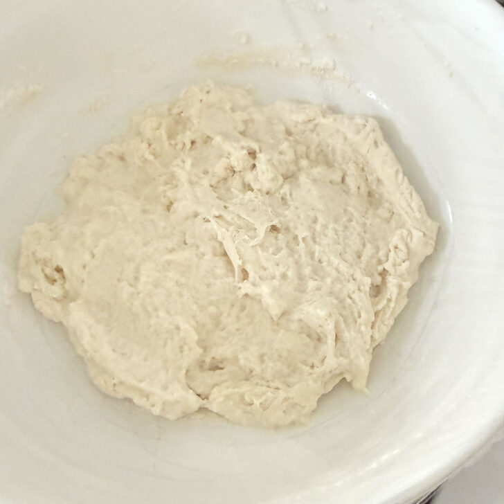 Starter dough mixed and covered to stand.