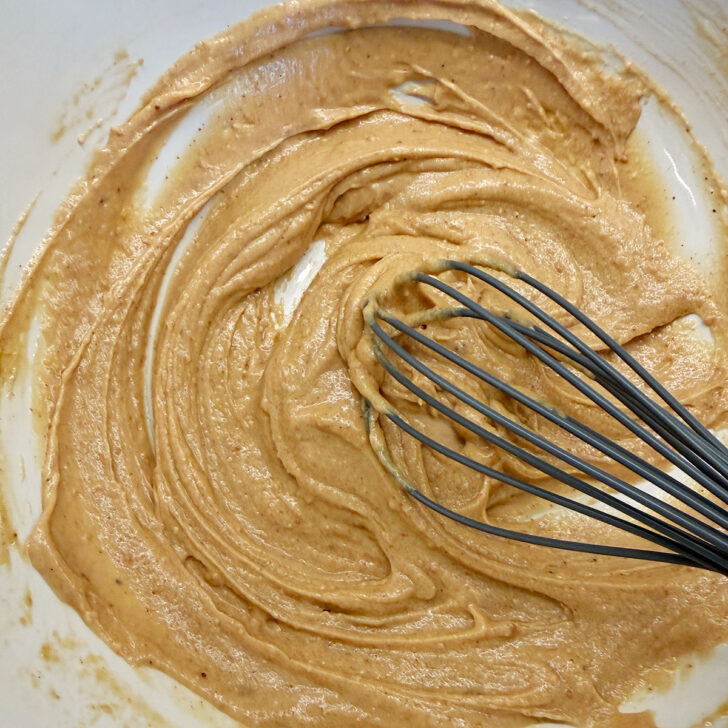 After whisking the peanut butter and water.