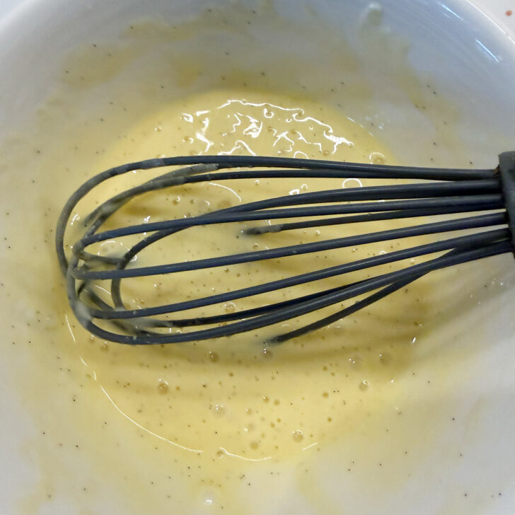 Custard topping mixture after whisking together.